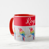 Rouge Macaw Oiseau Peinture Whimsical Art Mug (Devant gauche)