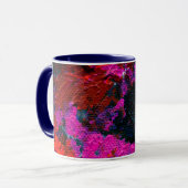 Rouge Magenta Bleu foncé Mug d'art Abstrait (Devant gauche)