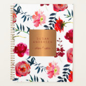 Rouge marine floral élégant rose or cuivre métalli (Devant)