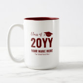 Rouge marron | Mug personnalisé cadeau de diplôme (Gauche)