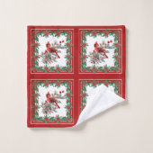 Rouge Mockingbird Poinsettia Frontières Rouge (Gant de toilette)