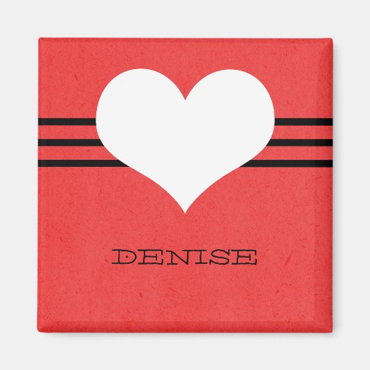 Rouge moderne aimant coeur (Devant)