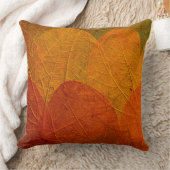 Rouge moderne et doré automne feuilles coussin mot (Couverture)