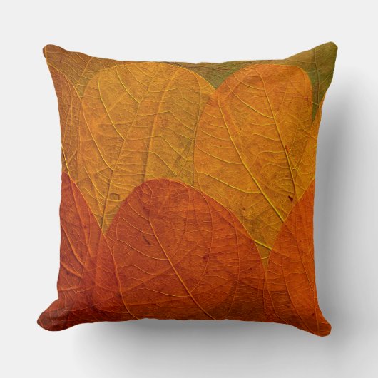 Rouge moderne et doré automne feuilles coussin mot (Recto)