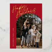 Rouge moderne Script Joyeux Vacances Arch 2 Photo (Recto)