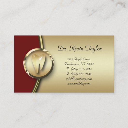 Rouge molaire dentaire en métal d'or du carte de (Devant)