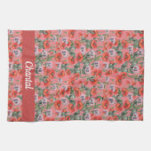 Rouge Motif serviette de cuisine personnalisée (Horizontal)