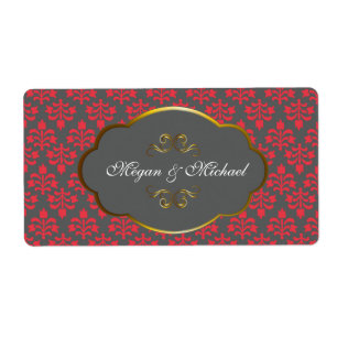 Rouge n étiquettes Mariage damassé Brown