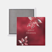 Rouge neige Feuilles Noël Magnet de Noël (Recto/Verso)