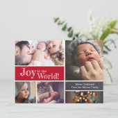 ROUGE Noël faire-part de naissance bébé Merci (Debout devant)