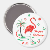 Rouge Noël Flamant rose vacances aimant autour (Recto/Verso)