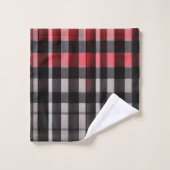Rouge Noir Abstrait Plaid Collection moderne (Gant de toilette)