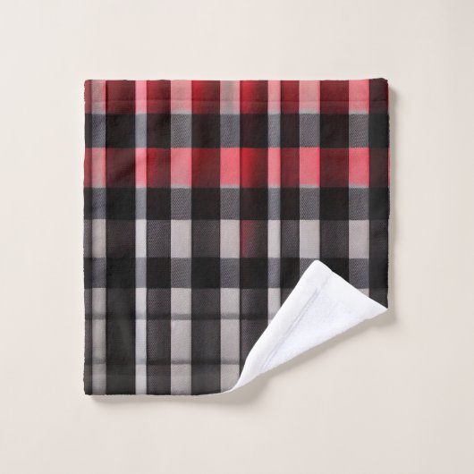 Rouge Noir Abstrait Plaid Collection moderne (Gant de toilette)