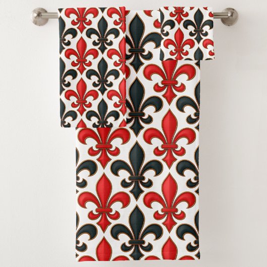 Rouge noir baroque Fleur de lis Motif Design