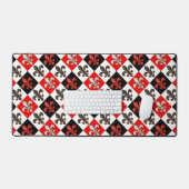 Rouge Noir Blanc À damiers Fleur de lis Design (Clavier et souris)
