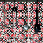 Rouge noir blanc géométrique Kaleidoscopique ethni<br><div class="desc">Décor moderne et éclatant de carreaux avec un motif sans couture aux formes géométriques en rouge et noir sur un arrière - plan blanc.</div>