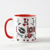 Rouge Noir Blanc Valentin Mug (Gauche)