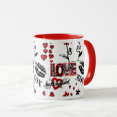Rouge Noir Blanc Valentin Mug (Devant droit)
