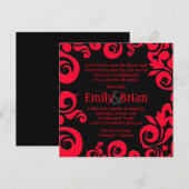 Rouge noir damask tourbillonner les invitations de (Devant / Derrière)