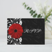 Rouge, Noir et Blanc Scroll Gerbera Daisy RSVP (Debout devant)