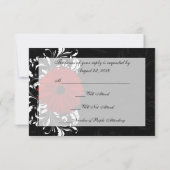 Rouge, Noir et Blanc Scroll Gerbera Daisy RSVP (Dos)