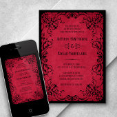 Rouge noir Faire-part de mariage gothique