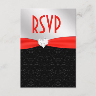 Rouge Noir Floral Damask Diamond Heart RSVP
