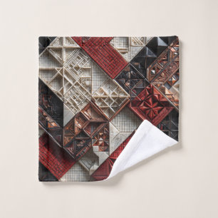 Rouge Noir Ivoire Micro Mosaïque 3D Géométrique