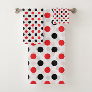Rouge noir Pois Textile Motif Design
