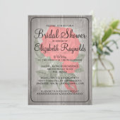 Rouge Noir Rustique Floral Invitations de douche n (Debout devant)