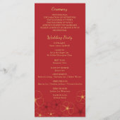 Rouge & Or Cerisier Fleurs Mariage Accueil Menu (Dos)