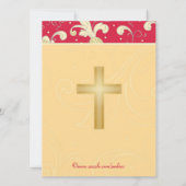 Rouge, Or, Croix chrétienne, Carte Fête des mariée (Dos)