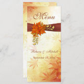 Rouge or Feuilles d'automne Mariage Menu Carte Rac (Devant / Derrière)