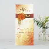 Rouge or Feuilles d'automne Mariage Menu Carte Rac (Debout devant)