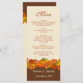 Rouge or Feuilles d'automne Mariage Menu Carte Rac (Devant / Derrière)