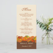 Rouge or Feuilles d'automne Mariage Menu Carte Rac (Debout devant)