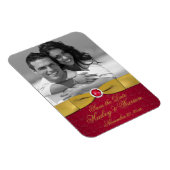 Rouge, or Floral Enregistrer la date Magnet photo (Côté Droit)