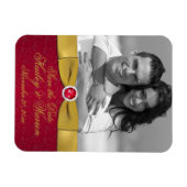 Rouge, or Floral Enregistrer la date Magnet photo (Horizontal)