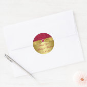 Rouge, Or Floral Mariage Favor Sticker Merci (Enveloppe)