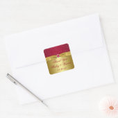 Rouge, Or Floral Mariage Favor Sticker Merci (Enveloppe)