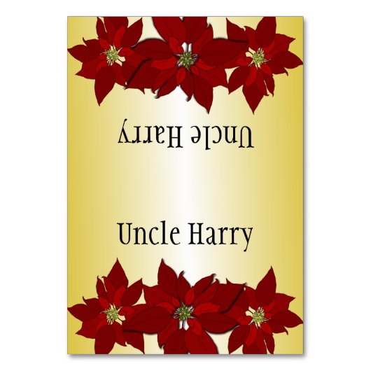 Rouge or Noël Poinsettia Cartes de Place (Par défaut)