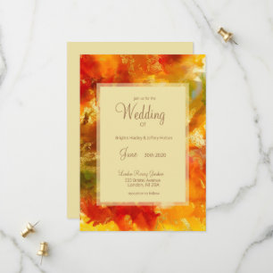 Rouge, or, orange, encre verte invitations de mari