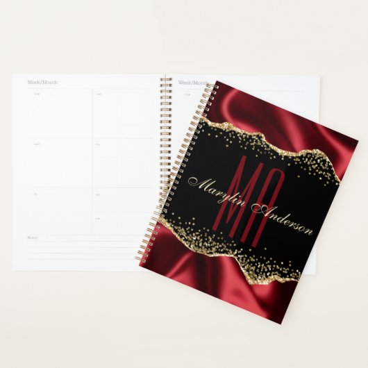 ROUGE & OR SHIMMER SATIN BORDERS MONOGRAMME PERSON (Devant avec enveloppe)