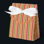 Rouge, orange, Vert olive rayé<br><div class="desc">Rouge,  orange,  vert olive rayé ballotin avec cravate ruban. Parfait pour tous les thèmes de décoration cadeau; simple/minimaliste à maximaliste en fonction des agréments supplémentaires.</div>