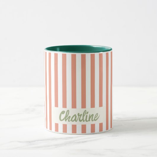 Rouge Pastel Retro Nom Customisé Mug (Centre)