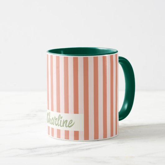 Rouge Pastel Retro Nom Customisé Mug (Devant droit)
