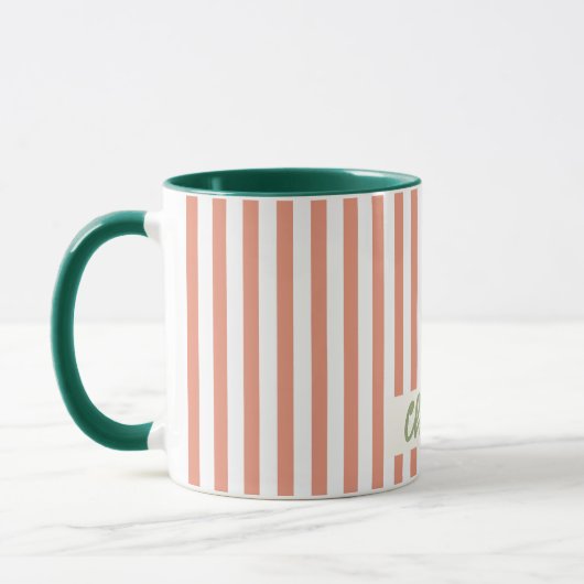 Rouge Pastel Retro Nom Customisé Mug (Gauche)