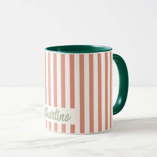 Rouge Pastel Retro Nom Customisé Mug (Devant droit)