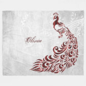 Rouge Peacock Couverture en polaire personnalisée (Devant (Horizontal))