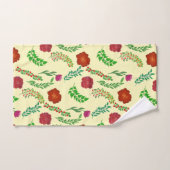 ROUGE PEONY ET FLEURS POPPY AVEC FEUILLES VERTS (Serviette à main)